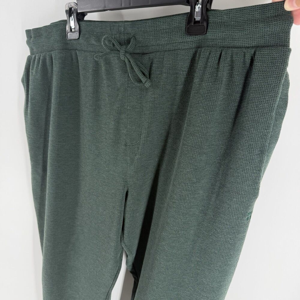 Tommy John Waffle Knit Joggers Lounge Pants Men’s XL Green Drawstring Pockets